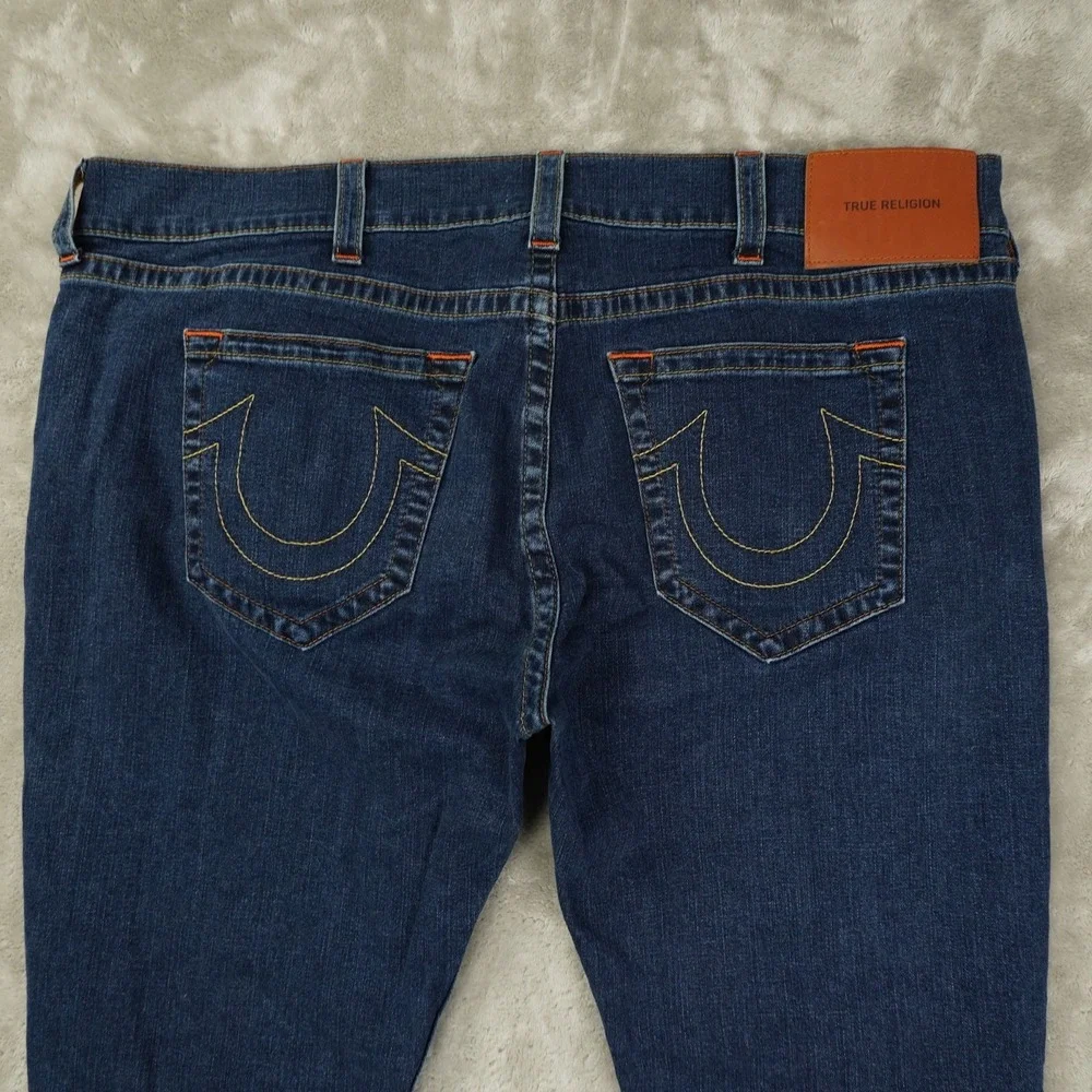 True Religion Geno Relaxed Slim Fit Jeans Men's 46 Blue Dark Wash No Flap